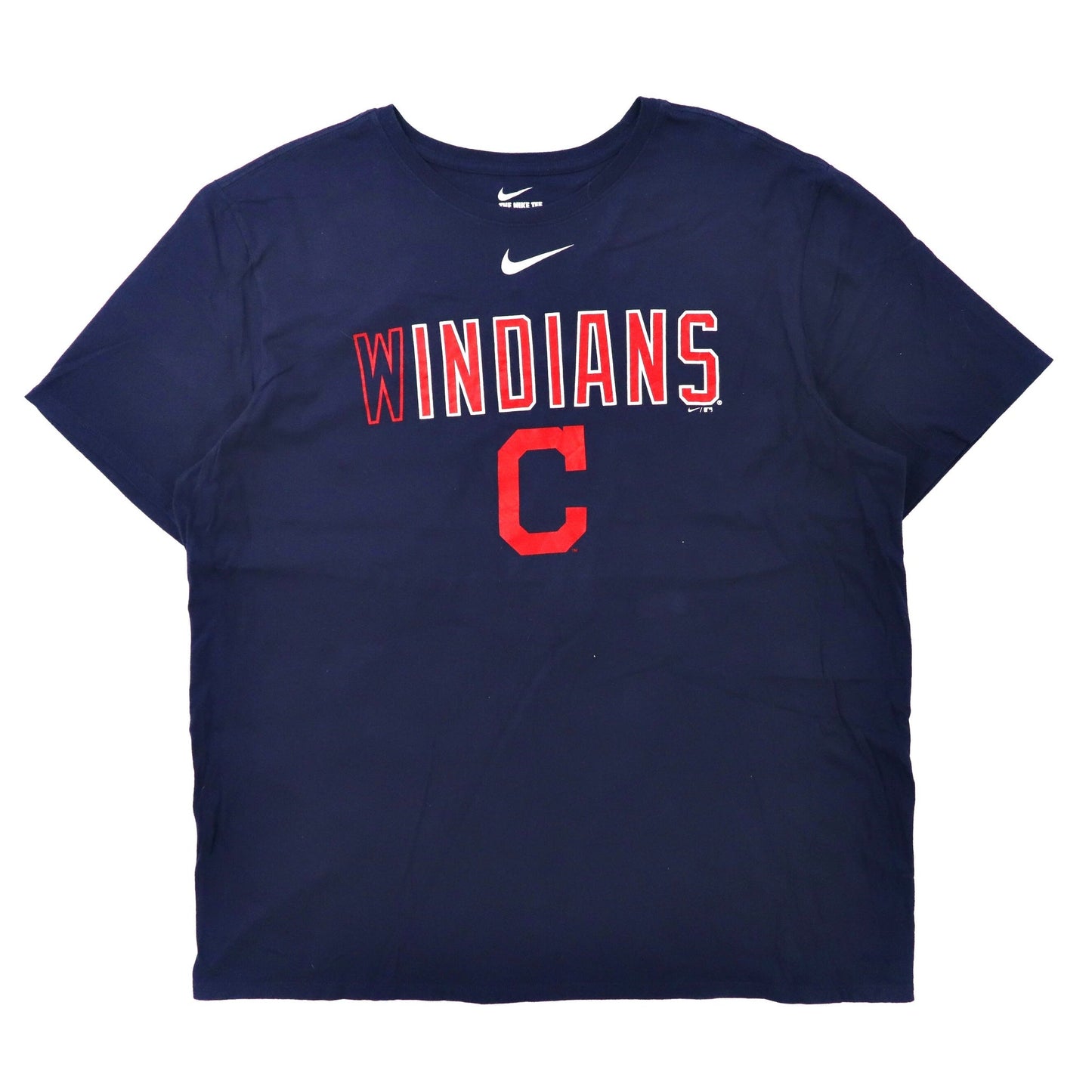 NIKE ビッグサイズ ベースボールプリントTシャツ XXL ネイビー コットン MLB Cleveland Guardians ニカラグア製-NIKE-古着