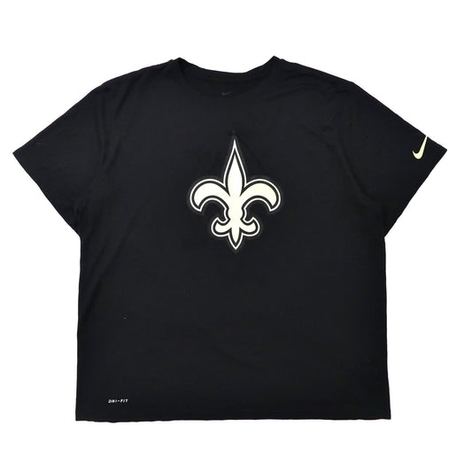 NIKE ビッグサイズ フットボールプリントTシャツ XXL ブラック コットン NFL New Orleans Saints-NIKE-古着