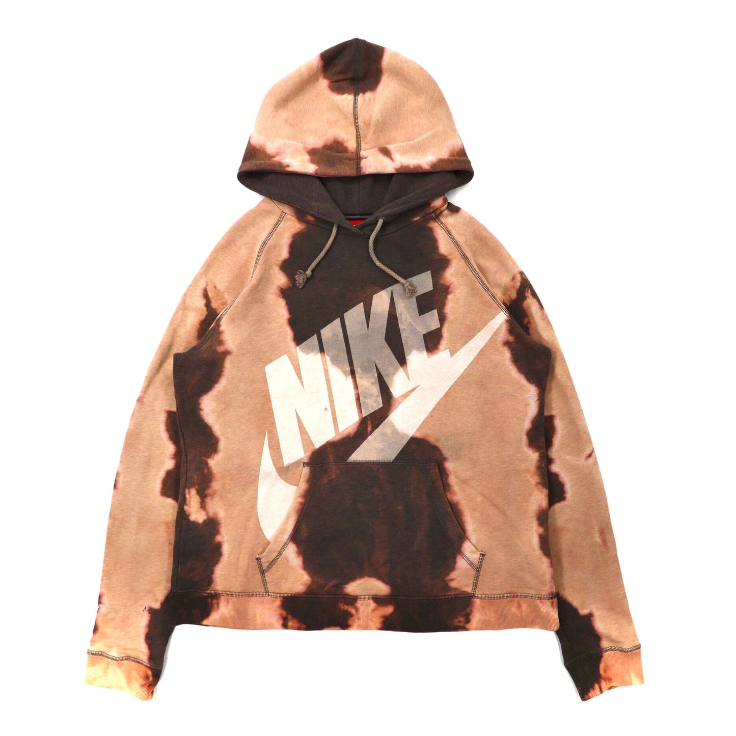 NIKE Bleach processing HOODIE L brown cotton logo print – 日本然リトテ