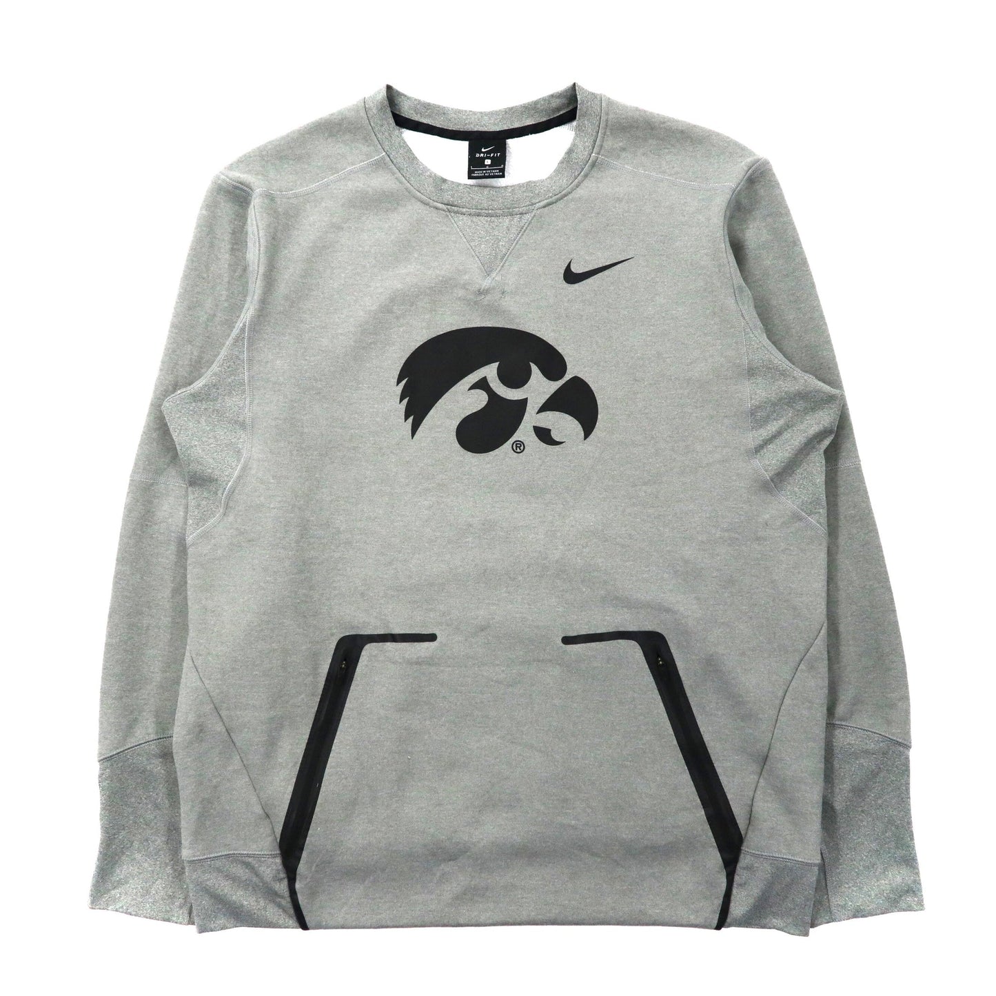 NIKE フットボールプリントスウェット L グレー ポリエステル 裏起毛 iowa Hawkeyes Football-NIKE-古着