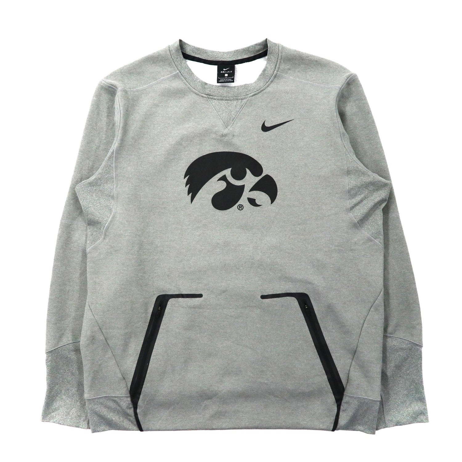 NIKE フットボールプリントスウェット L グレー ポリエステル 裏起毛 iowa Hawkeyes Football-NIKE-古着