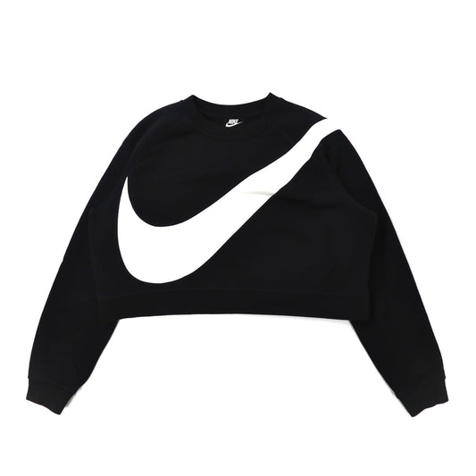 NIKE クロップドスウェット M ブラック コットン 裏起毛 WOMENS SWOOSH BB CREW FLEECE BV3934-011-NIKE-古着