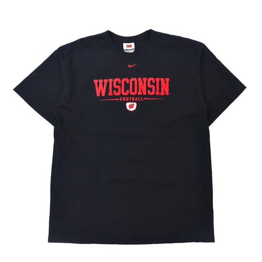 NIKE クルーネックTシャツ XL ブラック WISCONSIN FOOTBALL カレッジプリント ビッグサイズ 90年代-NIKE-古着