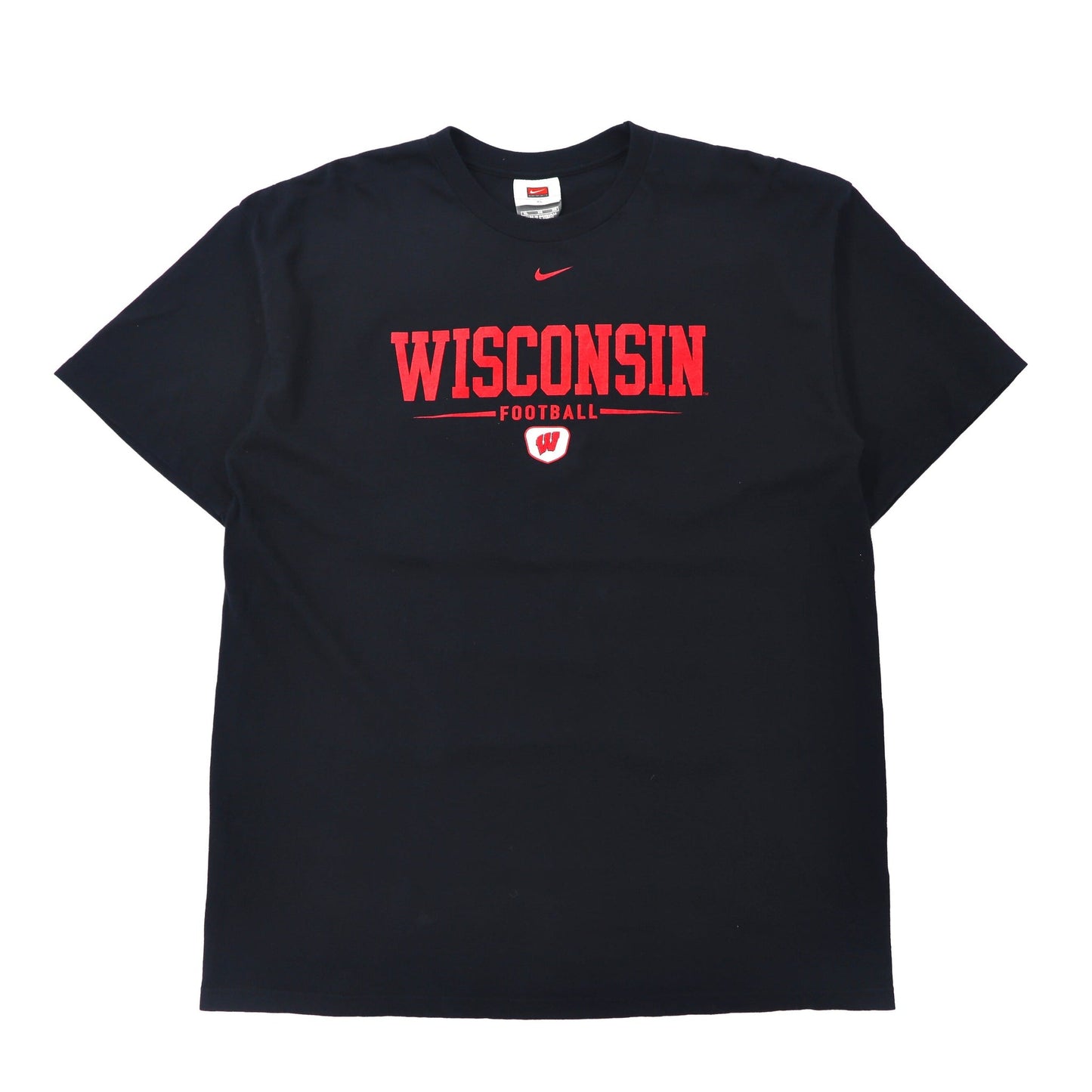 NIKE クルーネックTシャツ XL ブラック WISCONSIN FOOTBALL カレッジプリント ビッグサイズ 90年代-NIKE-古着