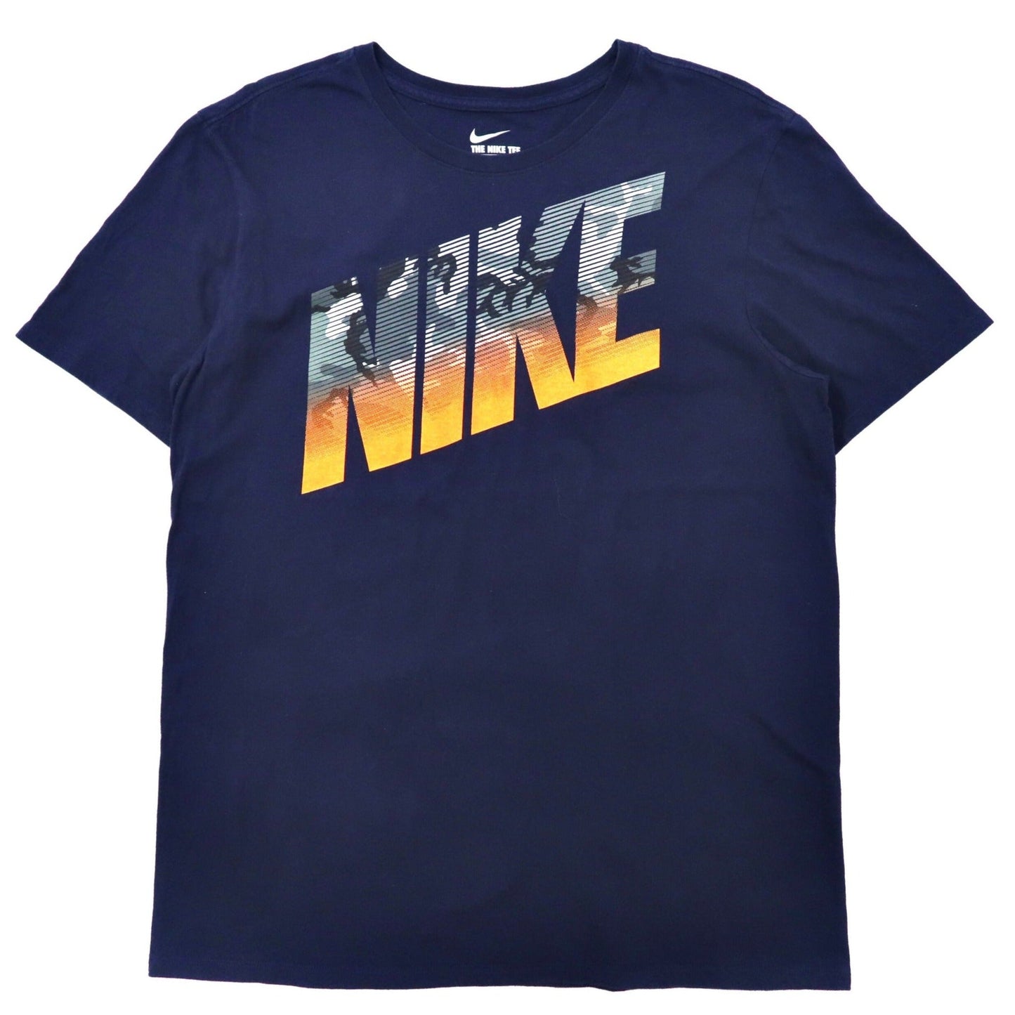 NIKE ロゴプリントTシャツ L ネイビー コットン スウォッシュロゴ