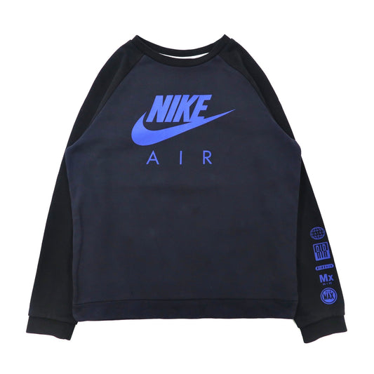 NIKE ロゴプリントスウェット XL ネイビー コットン 裏起毛 AIR スウォッシュロゴ-NIKE-古着