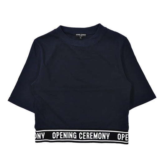 OPENING CEREMONY リブロゴデザインTシャツ OS ネイビー コットン 日本製-OPENING CEREMONY-古着
