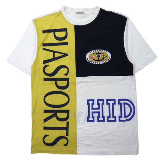 PIA SPORTS ビッグサイズ ロゴプリントTシャツ 4 ホワイト コットン 総柄 両面プリント ライカ 90年代 日本製-VINTAGE-古着