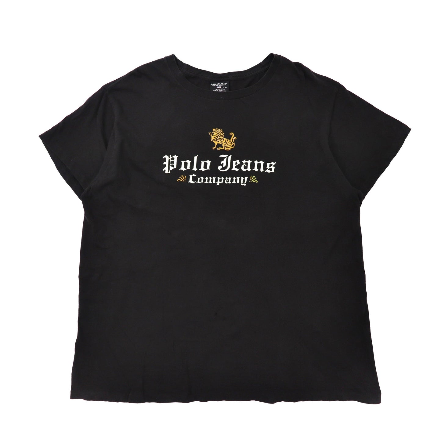 POLO JEANS CO. RALPH LAUREN クルーネックTシャツ XXL ブラック コットン ロゴプリント ビッグサイズ 90年代-POLO JEANS ( RALPH LAUREN )-古着