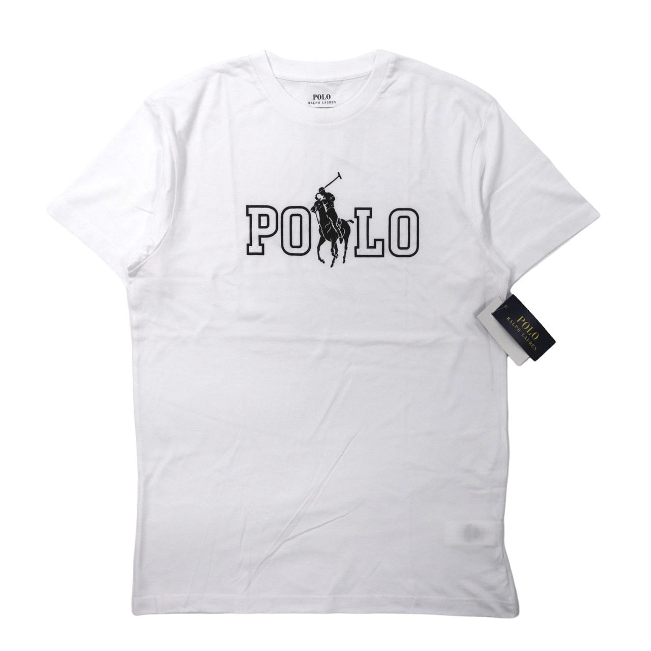 POLO RALPH LAUREN Tシャツ M ホワイト コットン ロゴ ビッグポニー プリント ペルー製 未使用品-Polo Ralph Lauren-古着