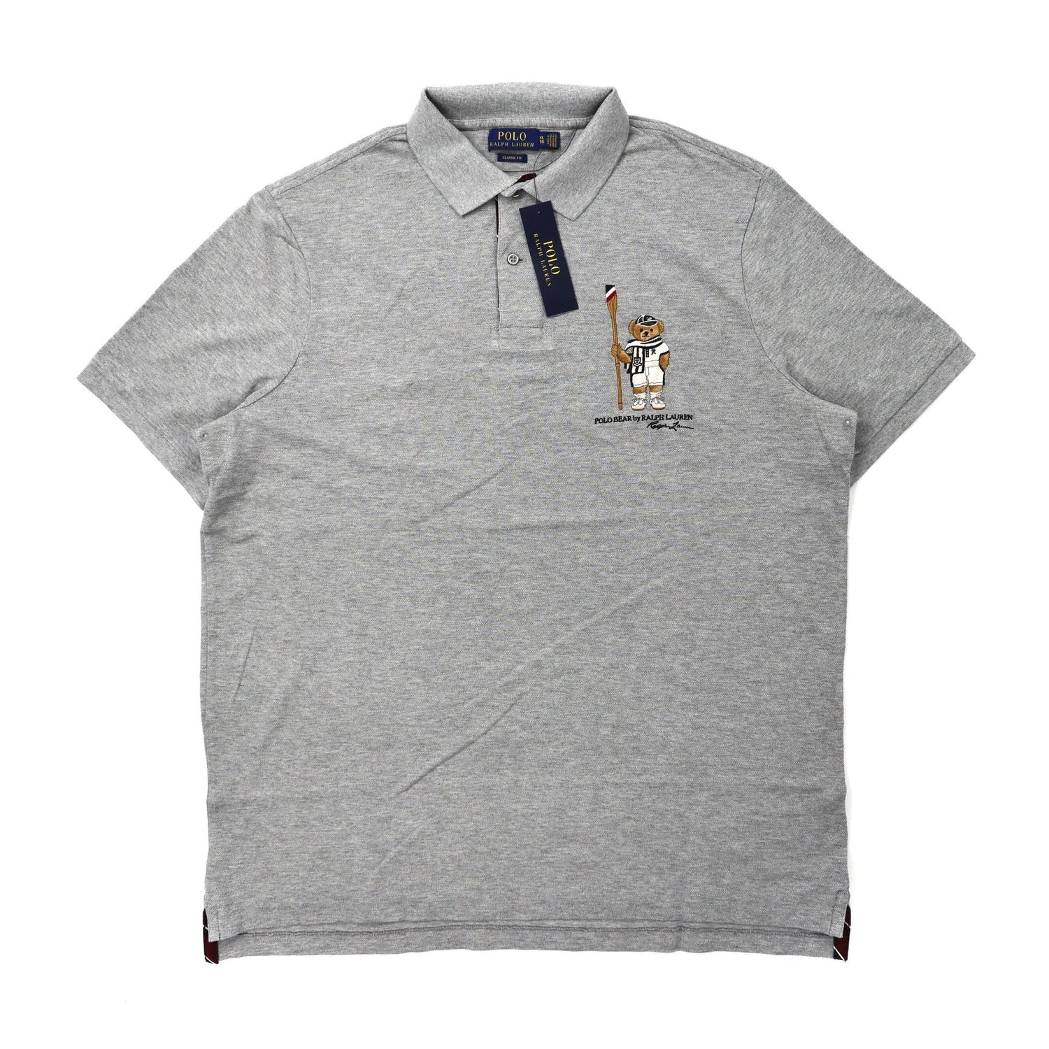 POLO RALPH LAUREN Polo Shirt XL Gray Cotton Classic Fit Polo Bear