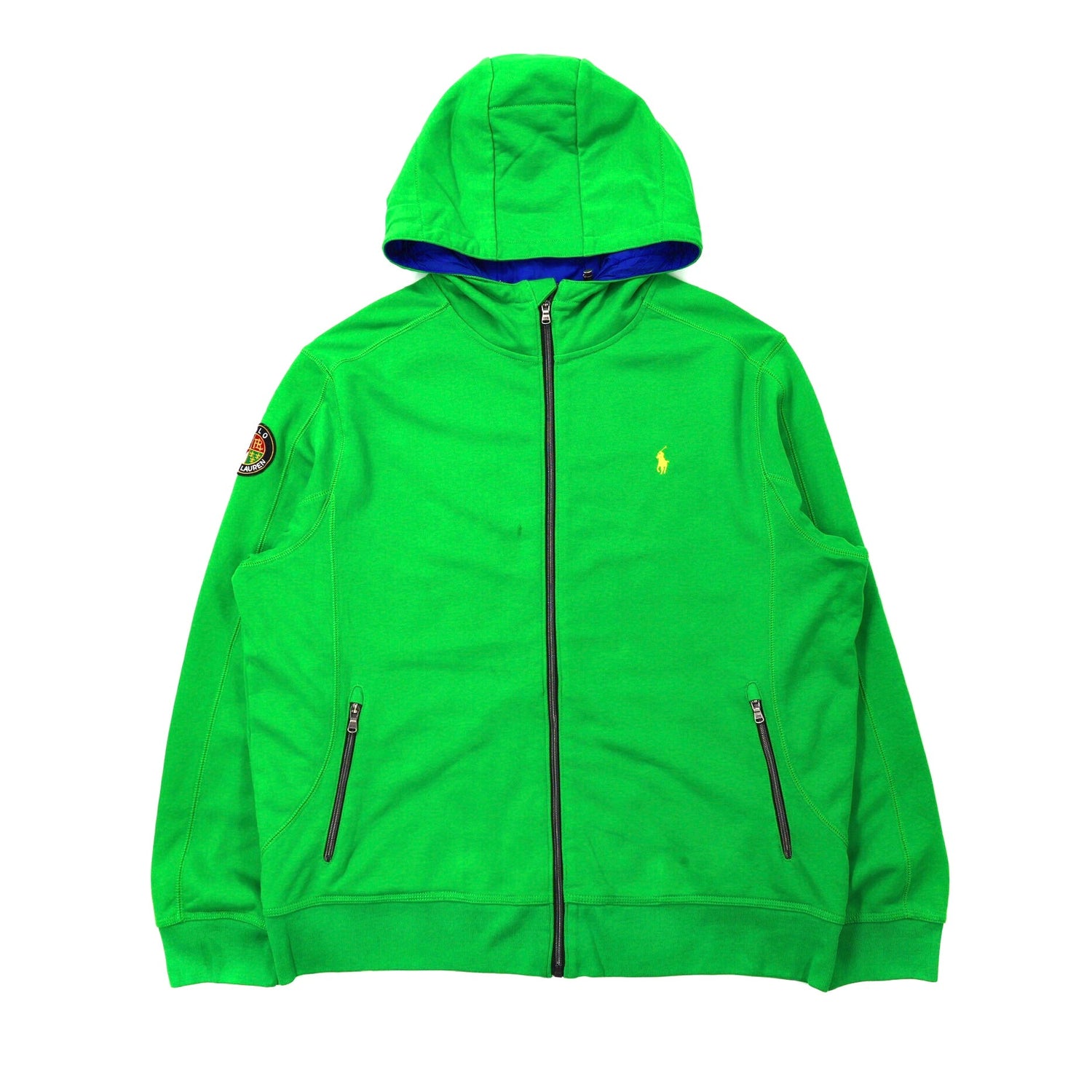 POLO RALPH LAUREN ZIP UP HOODIE XXL Green Cotton Small Pony