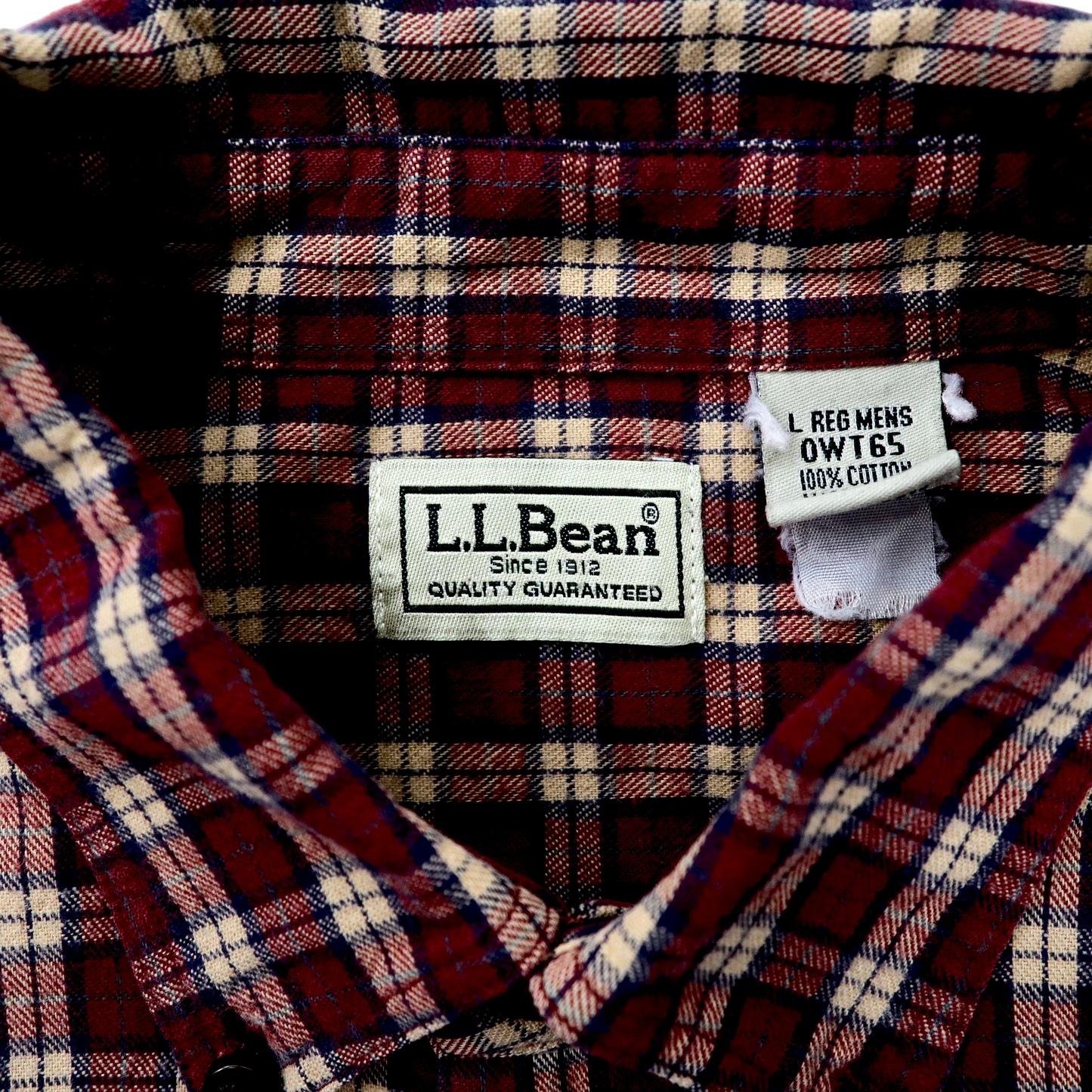 L.L.Bean ボタンダウンシャツ L レッド チェック コットン