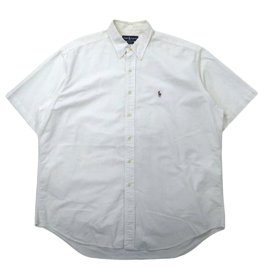 Ralph Lauren ビッグサイズ 半袖ボタンダウンシャツ XL ホワイト コットン オックスフォード BLAKE スモールポニー刺繍