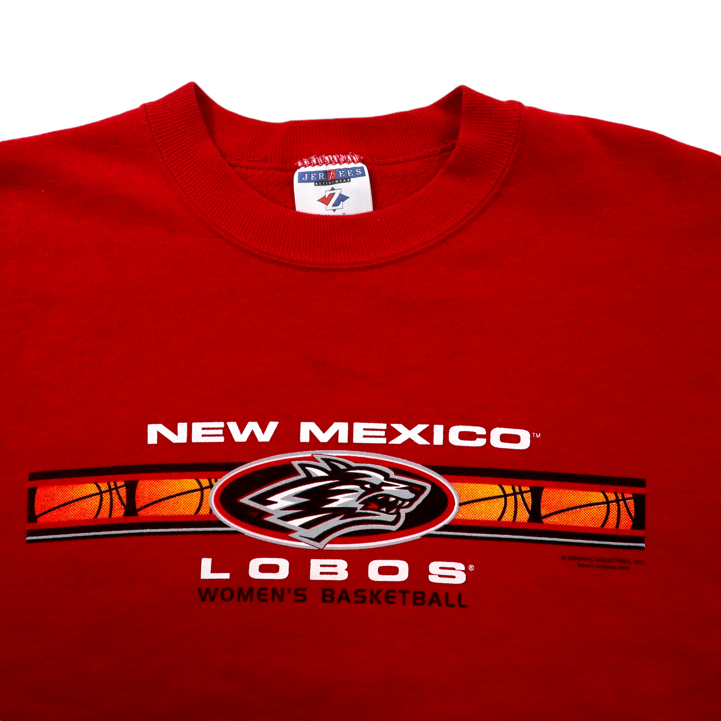 USA製 JERZEES プリントスウェット S レッド コットン 裏起毛 NEW MEXICO LOBOS