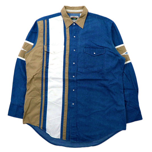 CUMBERLAND OUTFITTERS デニム ウエスタンシャツ XL ブルー ネイティブ刺繍 90年代