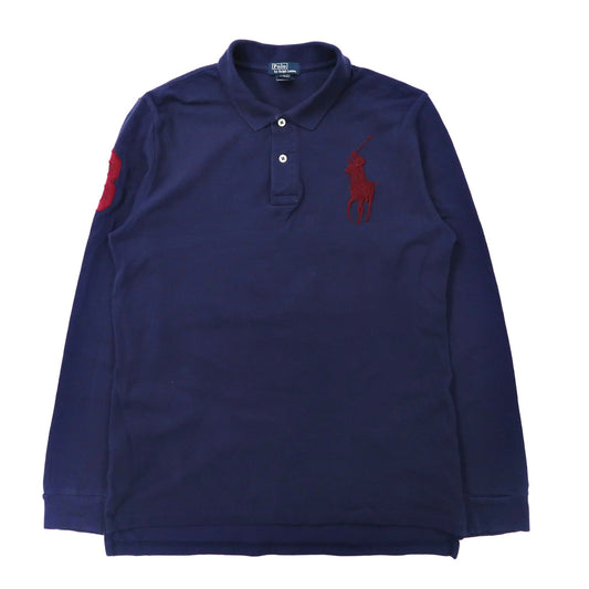 Polo by Ralph Lauren 長袖ポロシャツ XL ネイビー コットン ビッグポニー刺繍 ペルー製-Polo Ralph Lauren-古着