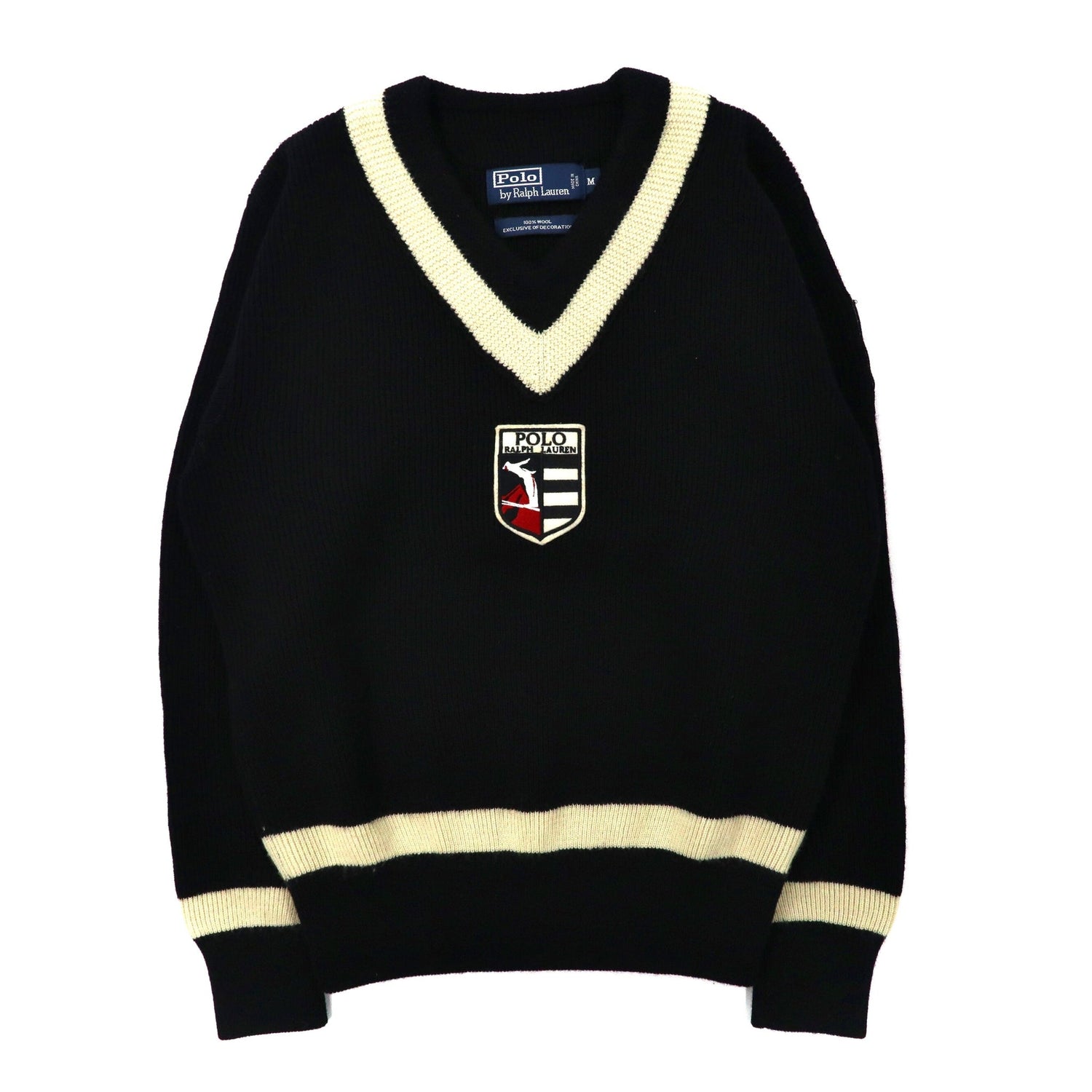 Polo by Ralph Lauren V-neck Sweater M Black Wool – 日本然リトテ