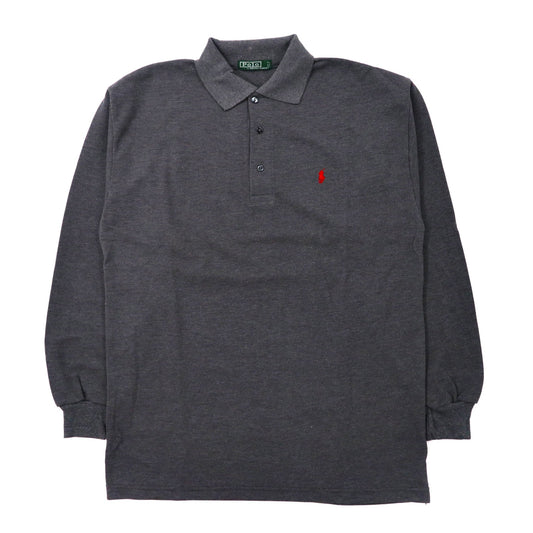 Polo by Ralph Lauren ビッグサイズ 長袖ポロシャツ XL グレー コットン 鹿の子 USA製-Polo Ralph Lauren-古着