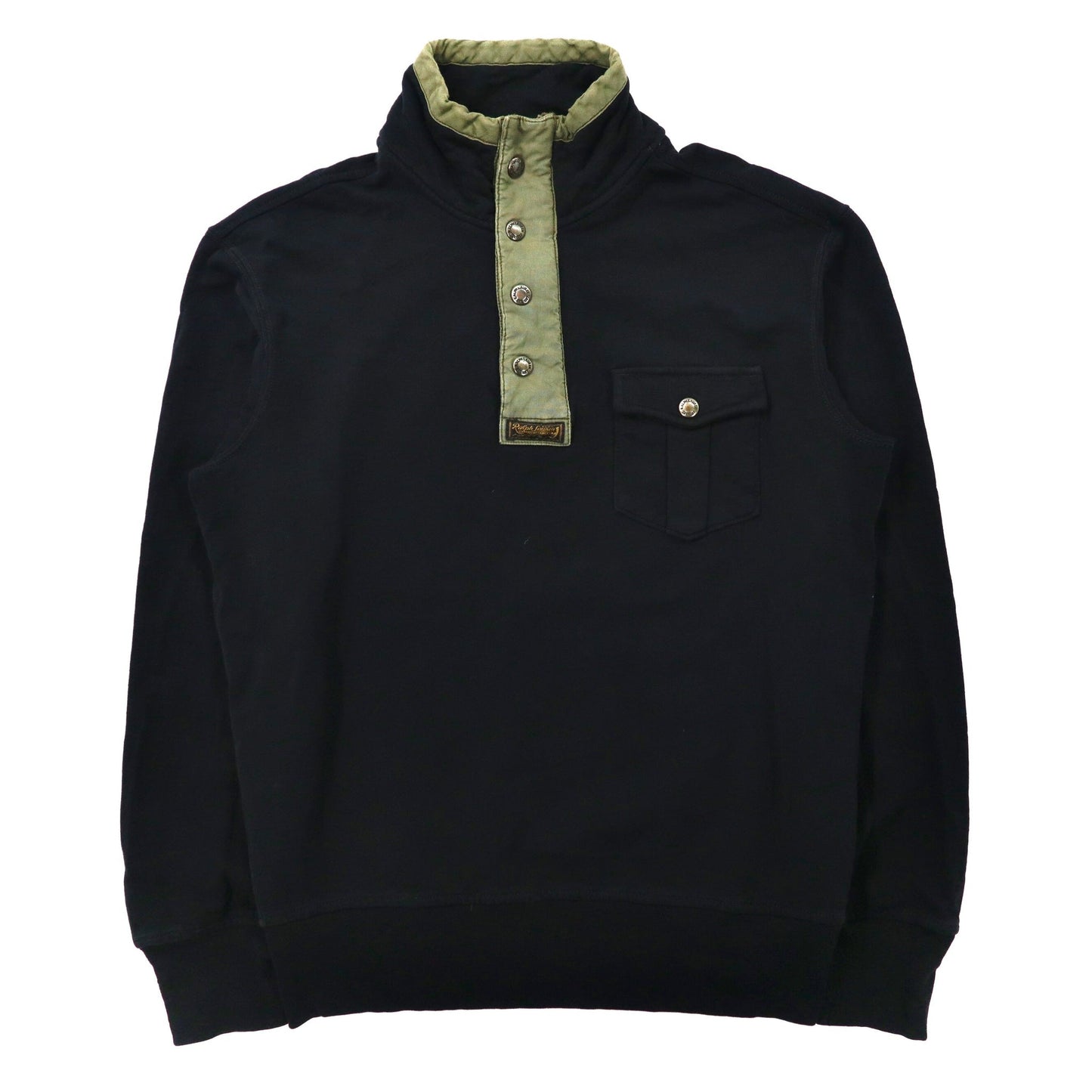 Polo by Ralph Lauren ハーフスナップスウェット M ブラック コットン TALONジップ-Polo Ralph Lauren-古着