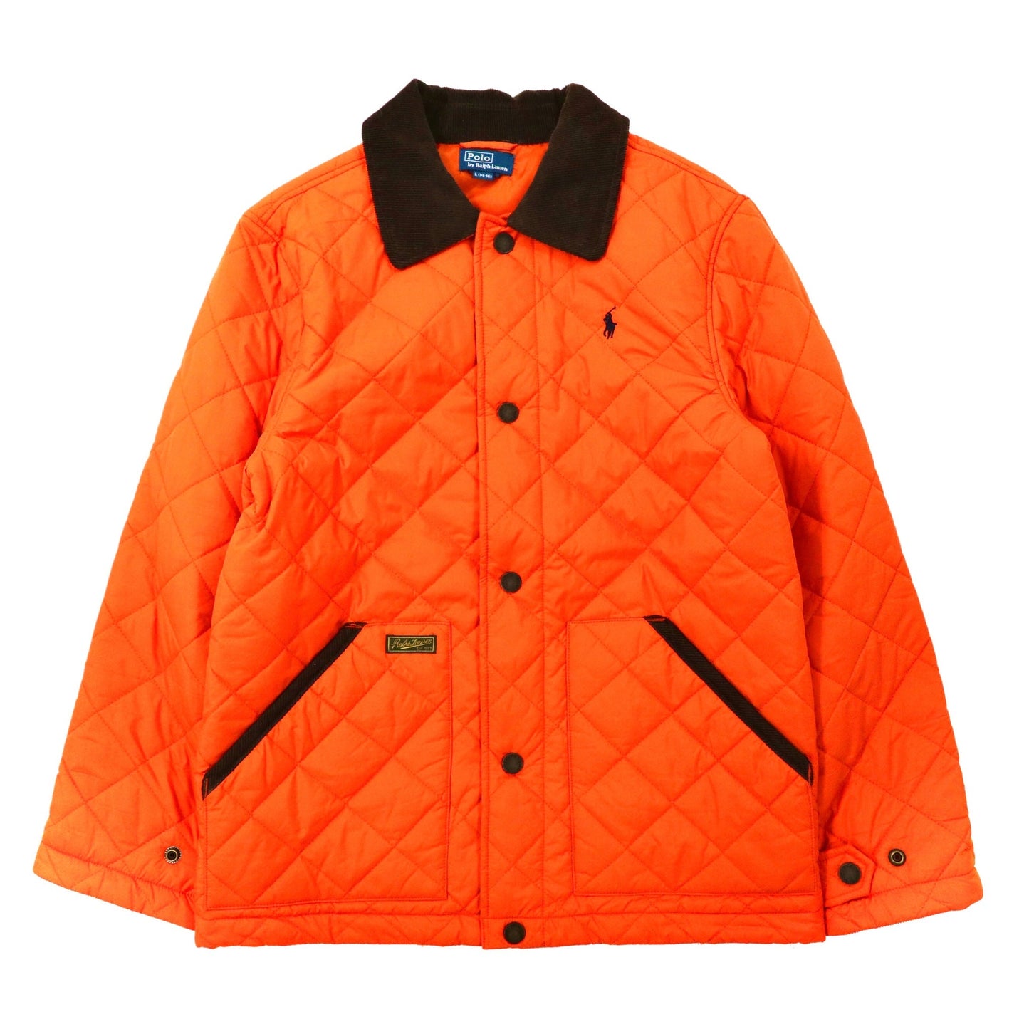 POLO BY RALPH LAUREN QUILTED JACKET L Orange Corduroy Collar Small