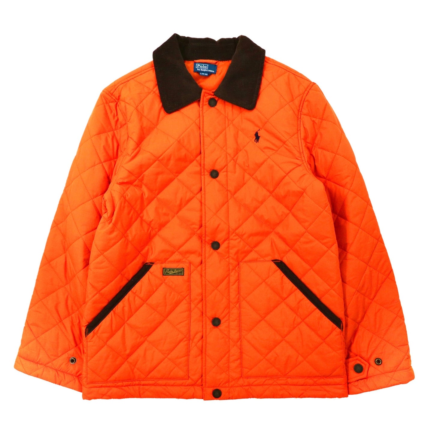 POLO BY RALPH LAUREN QUILTED JACKET L Orange Corduroy Collar Small 