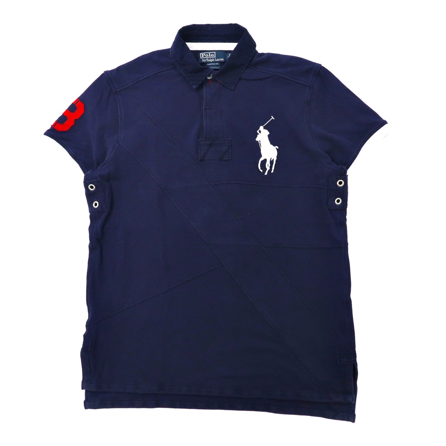 Polo by Ralph Lauren ポロシャツ L ネイビー コットン ビッグポニー刺繍 ナンバリング CUSTOM FIT-Polo Ralph Lauren-古着