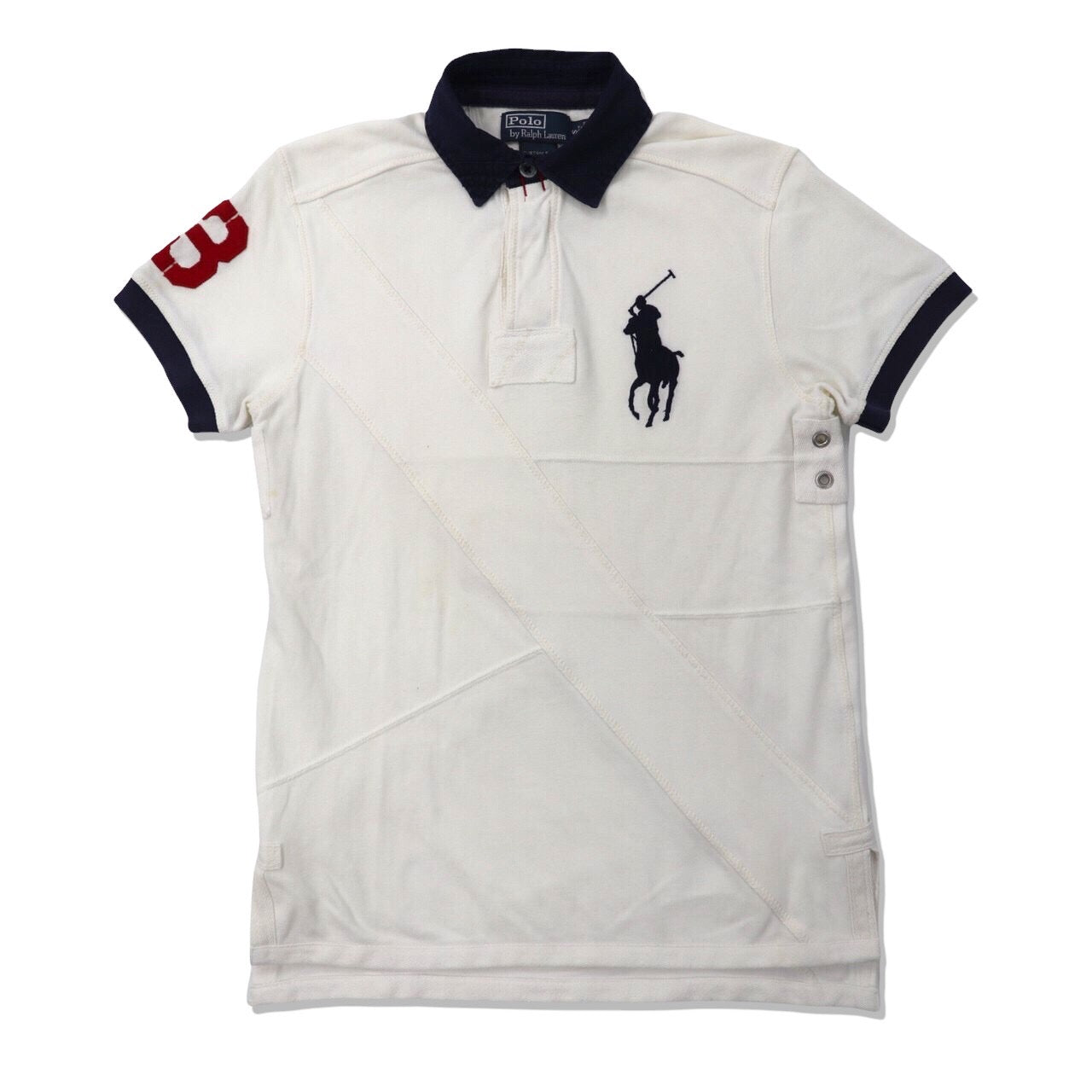 Polo by Ralph Lauren ポロシャツ S ホワイト コットン CUSTOM FIT ナンバリング ビッグポニー刺繍-Polo Ralph Lauren-古着