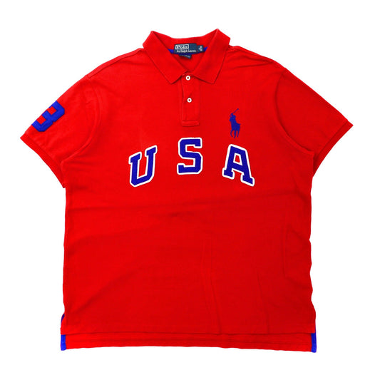 Polo by Ralph Lauren ポロシャツ XL レッド USA ナンバリング ビッグポニー刺繍-Polo Ralph Lauren-古着