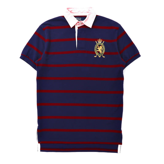 Polo by Ralph Lauren ポロシャツ XS ネイビー ボーダー コットン エンブレムロゴ刺繍-Polo Ralph Lauren-古着