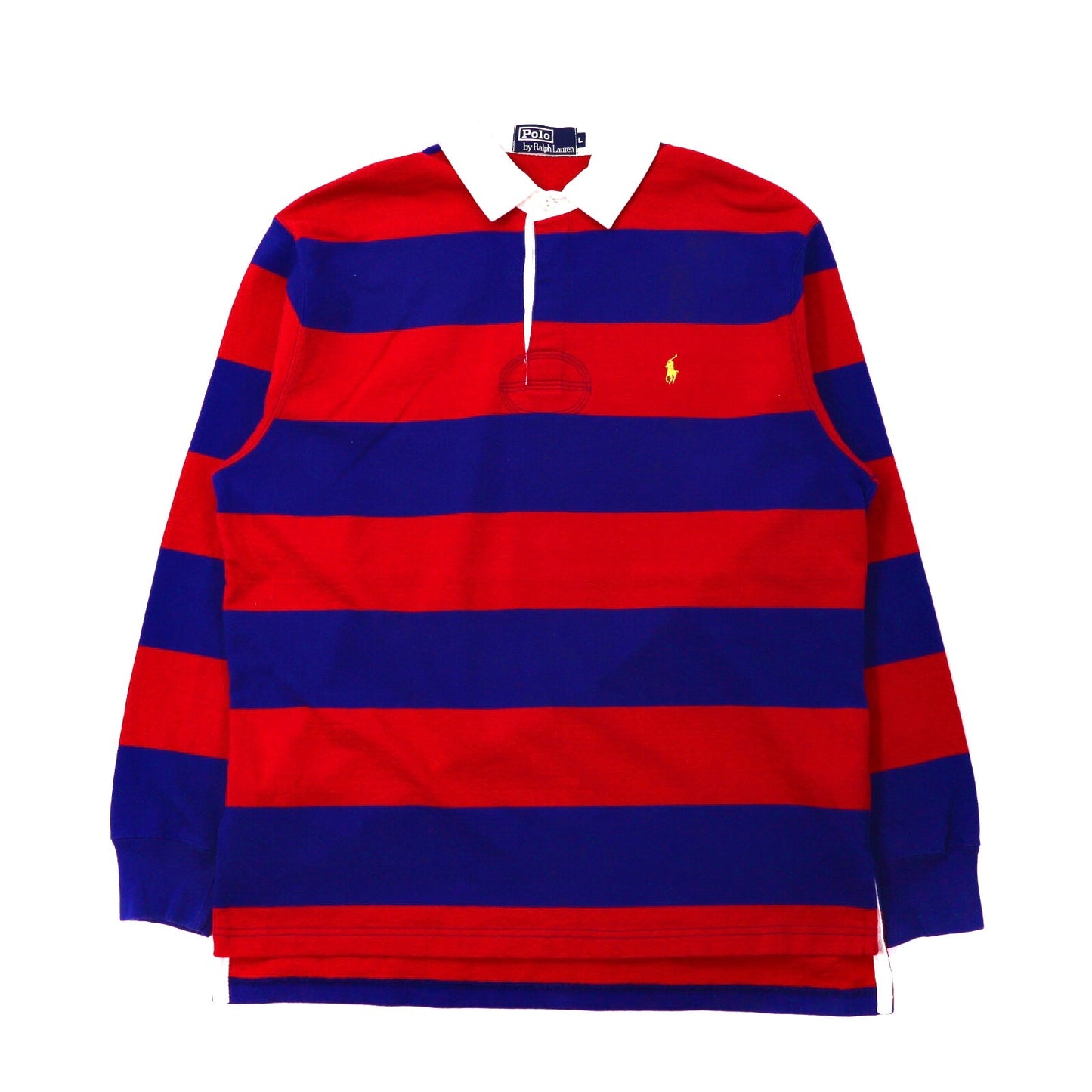 POLO BY RALPH LAUREN ラガーシャツ L ボーダー レッド ブルー コットン-Polo Ralph Lauren-古着