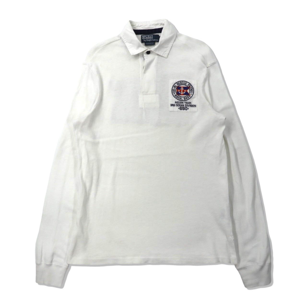 Polo by Ralph Lauren ラガーシャツ S ホワイト コットン US NAVAL-Polo Ralph Lauren-古着