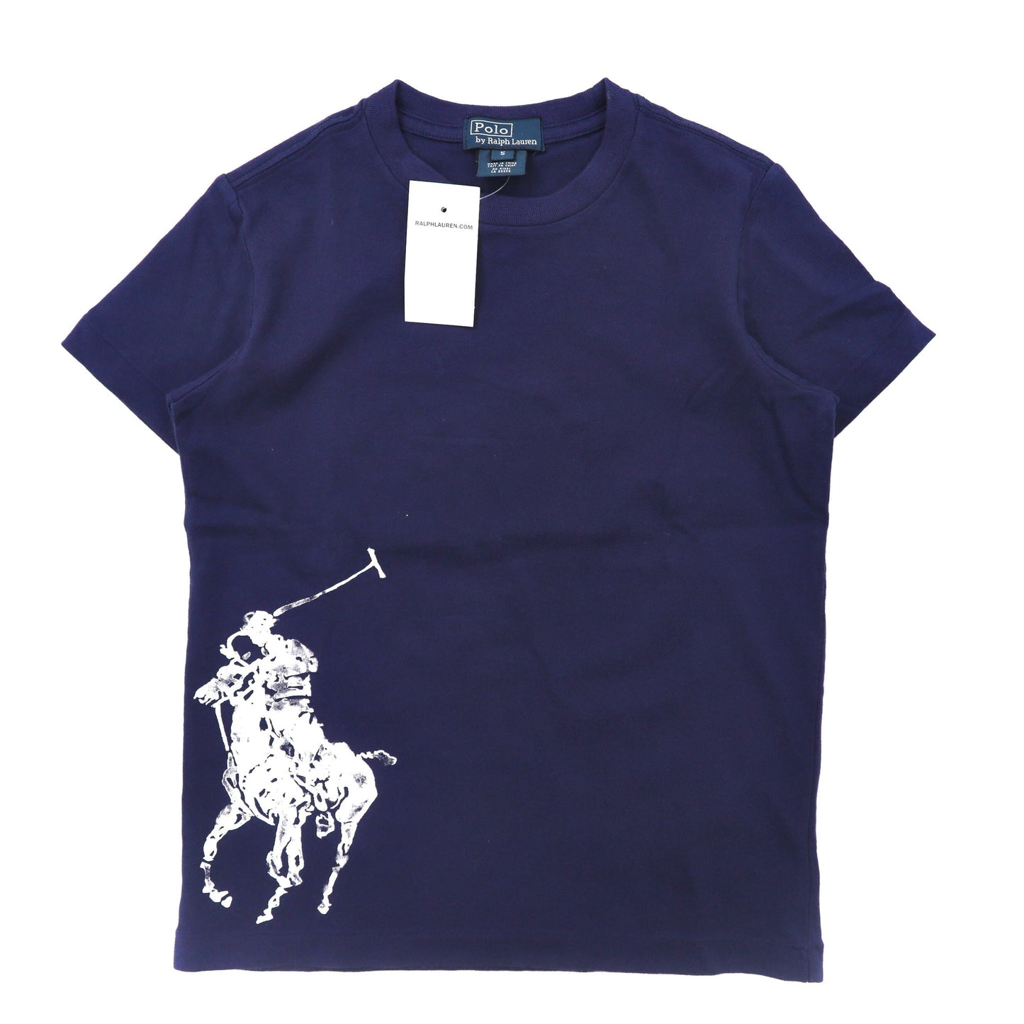 Polo by Ralph Lauren ロゴプリントTシャツ 5 ネイビー コットン ビッグポニー 未使用品-Polo Ralph Lauren-古着