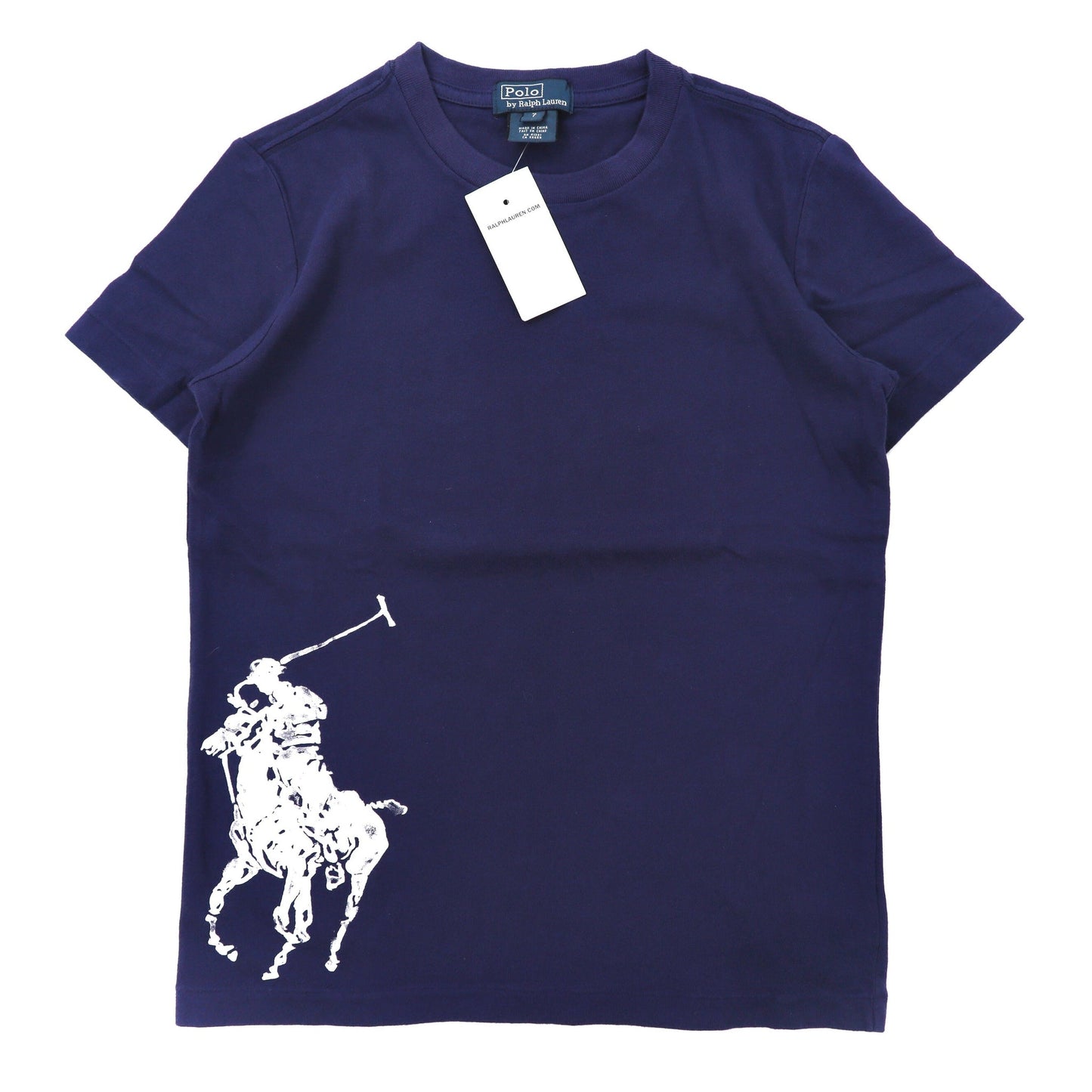 Polo by Ralph Lauren ロゴプリントTシャツ 7 ネイビー コットン ビッグポニー 未使用品-Polo Ralph Lauren-古着