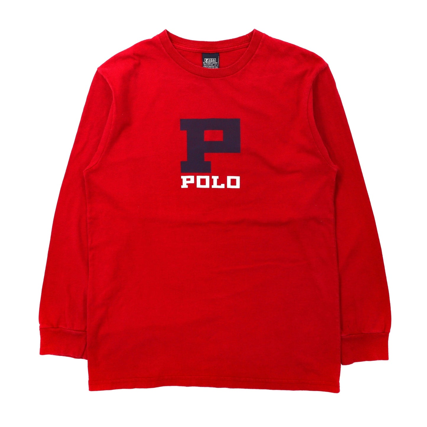 Polo by Ralph Lauren ロングスリーブTシャツ L レッド コットン ロゴプリント-Polo Ralph Lauren-古着