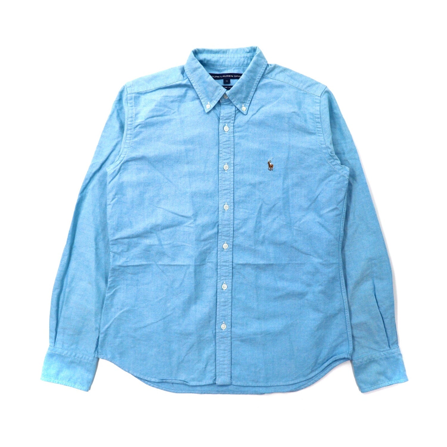 RALPH LAUREN SPORT ボタンダウンシャツ 11 ブルー コットン SLIM FIT スモールポニー刺繍-RALPH LAUREN SPORT-古着