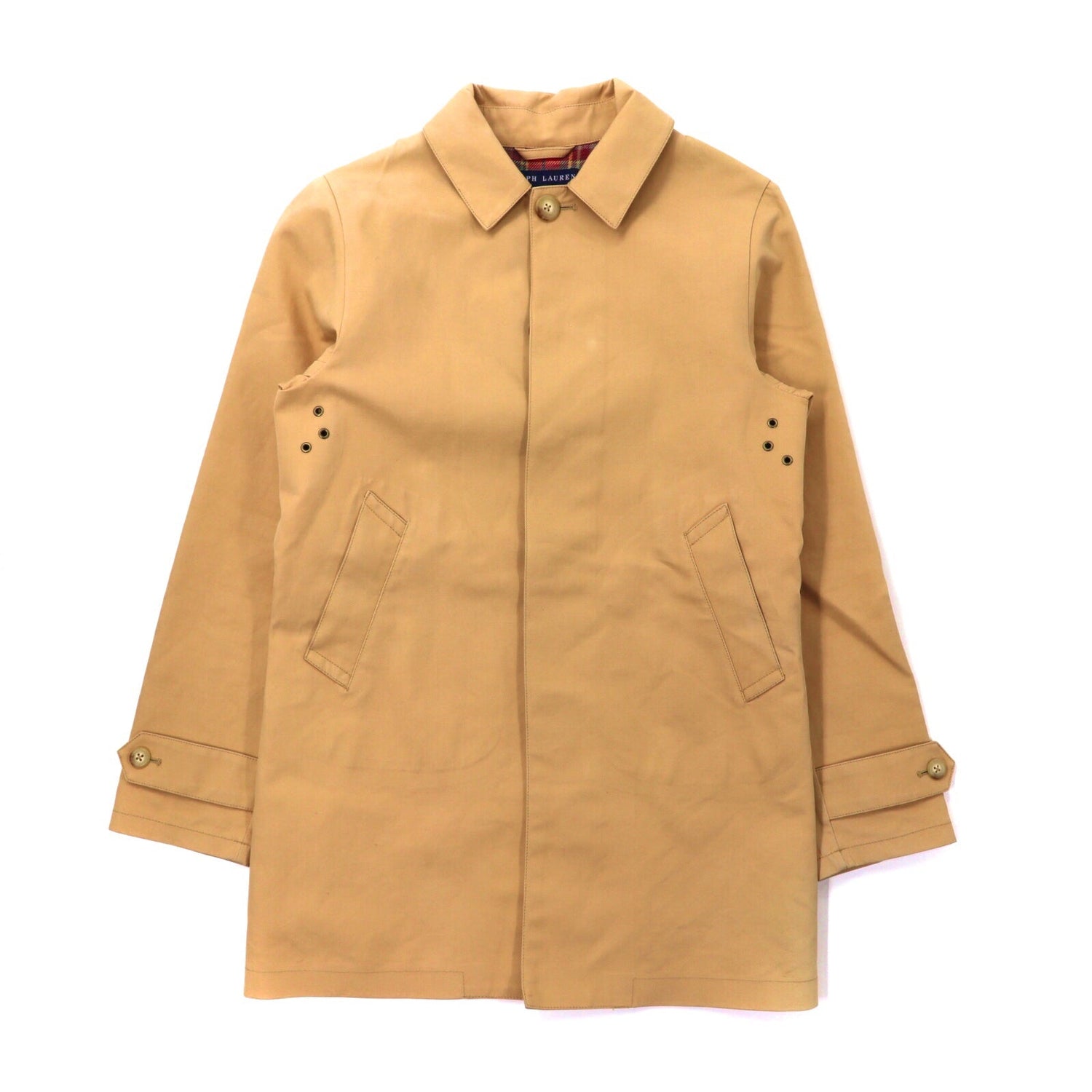Ralph Lauren Rubbertring coat 7 Beige Cotton Liner Checked