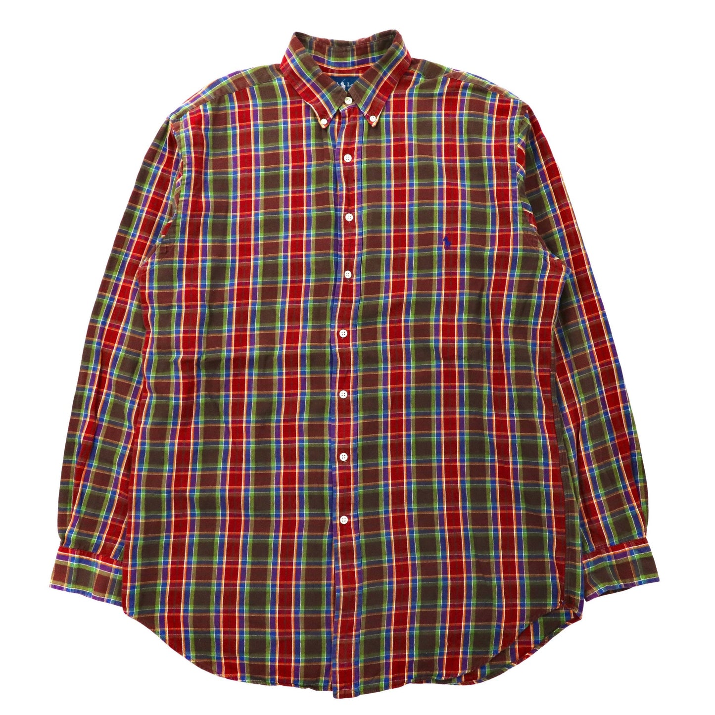 Ralph Lauren ビッグサイズ ボタンダウンシャツ LT レッド チェック コットン ワンポイントロゴ刺繍-Polo Ralph Lauren-古着