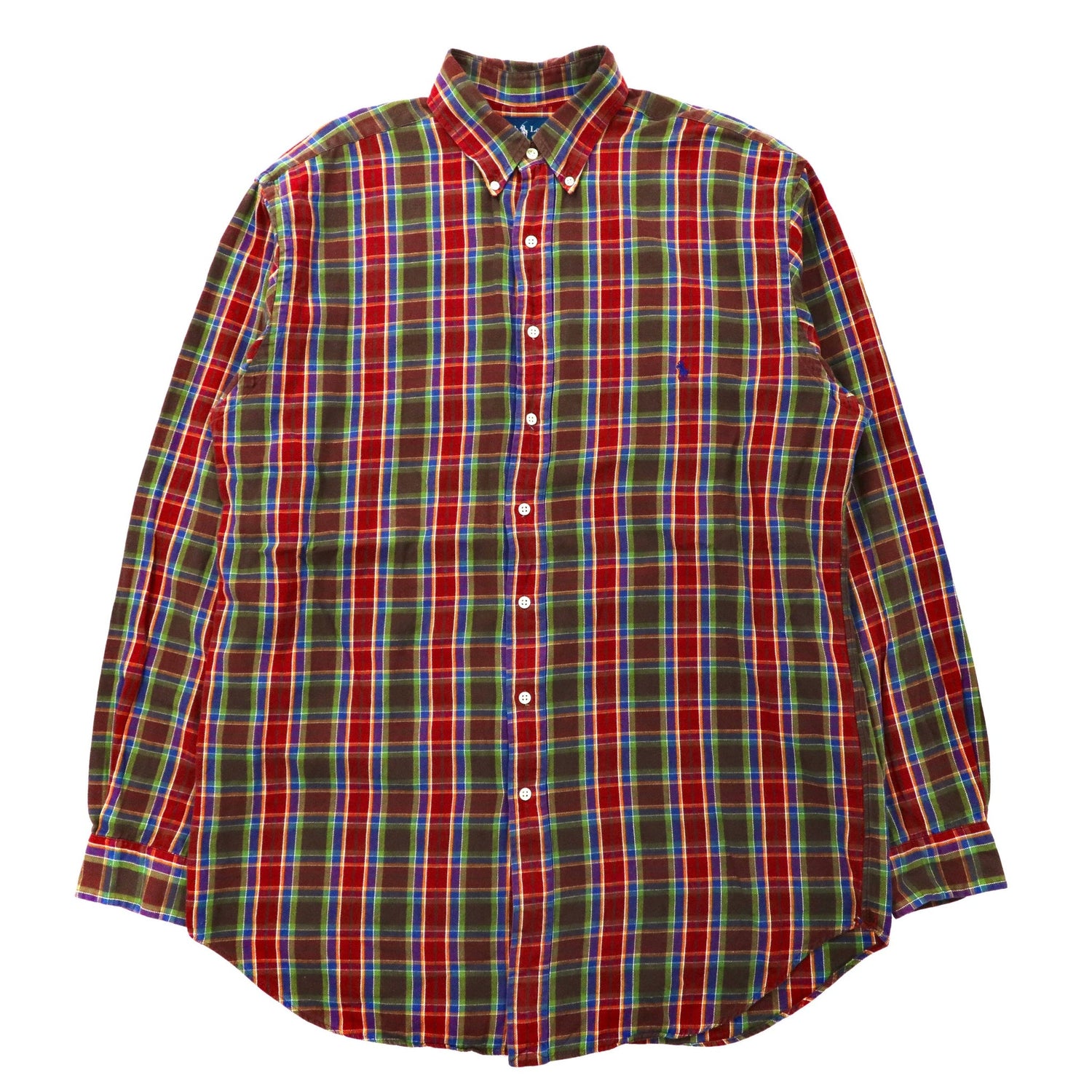Ralph Lauren ビッグサイズ ボタンダウンシャツ LT レッド チェック コットン ワンポイントロゴ刺繍-Polo Ralph Lauren-古着