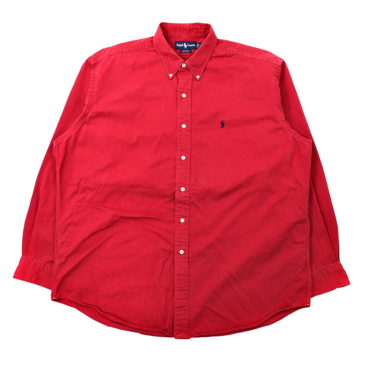RALPH LAUREN ビッグサイズシャツ XL レッド コットン BLAKE ワンポイントロゴ刺繍-Ralph Lauren-古着