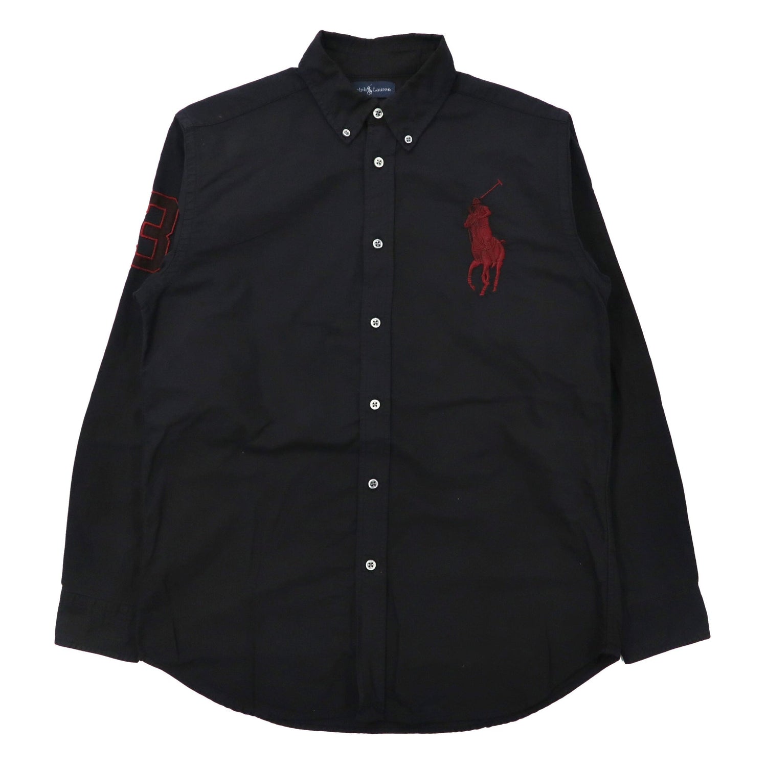 Ralph Lauren ボタンダウンシャツ 160 ネイビー コットン ナンバリング ビッグポニー刺繍-Ralph Lauren-古着