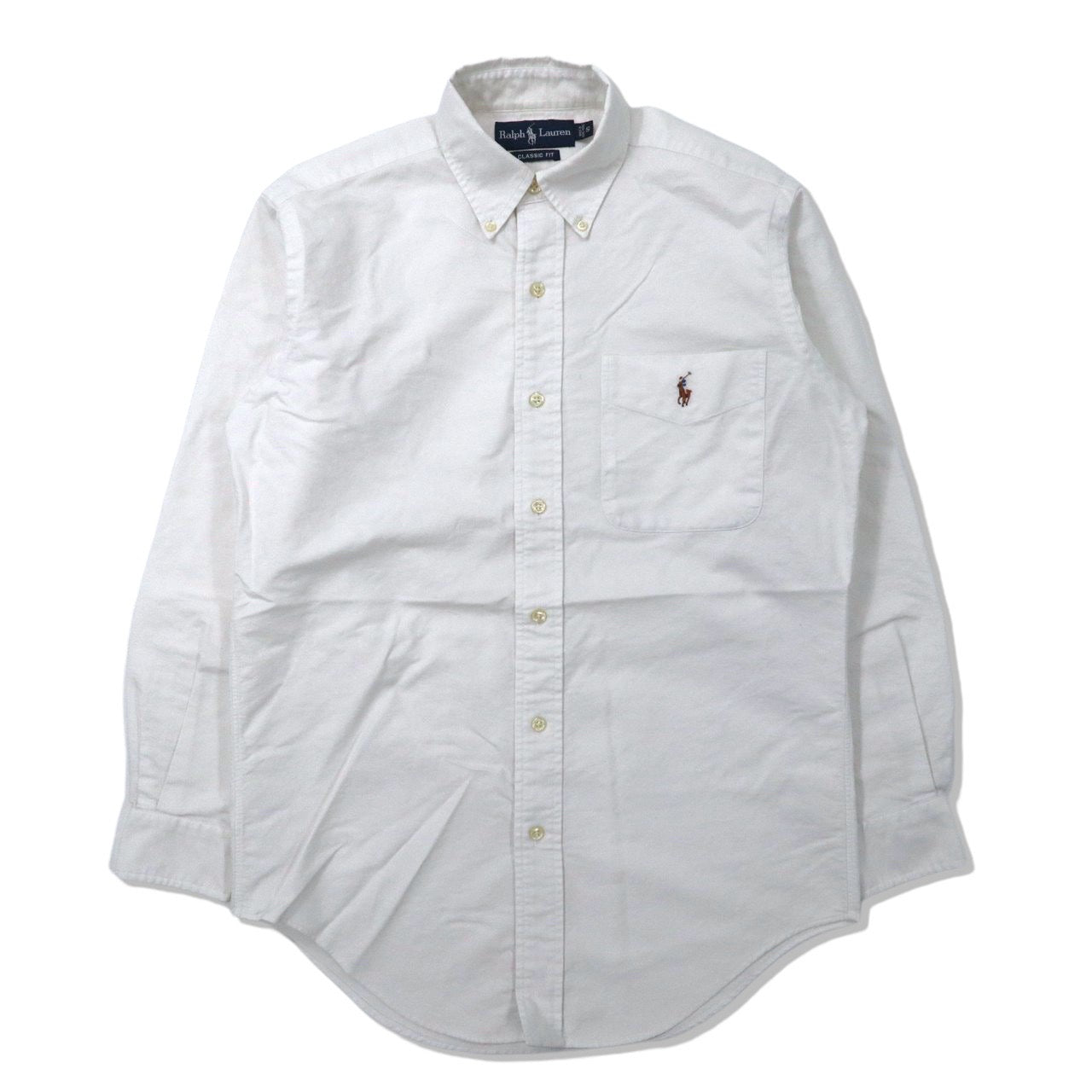 Ralph Lauren ボタンダウンシャツ S ホワイト コットン CLASSIC FIT スモールポニー刺繍-Ralph Lauren-古着