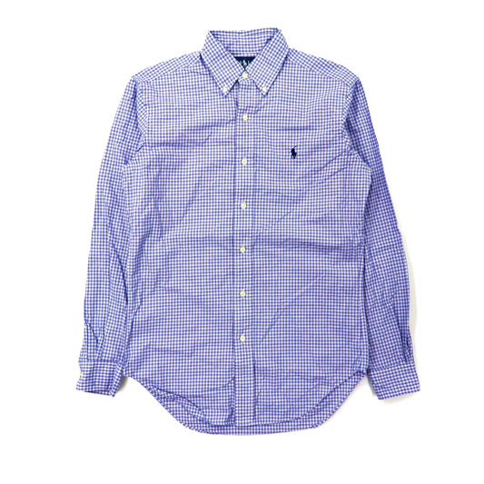 Ralph Lauren ボタンダウンシャツ XS ブルー チェック コットン CLASSIC FIT スモールロゴ刺繍-Ralph Lauren-古着