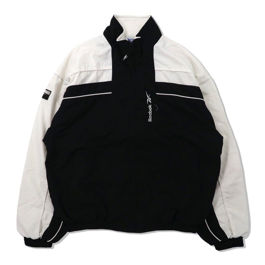 Reebok レーシングジャケット M ブラック ポリエステル ベクターロゴ刺繍 90年代-Reebok-古着