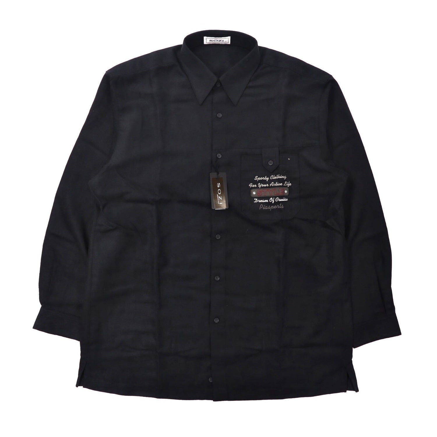 SOZI (Pia Sports) Shirt L Black polyester logo embroidery Unused ...
