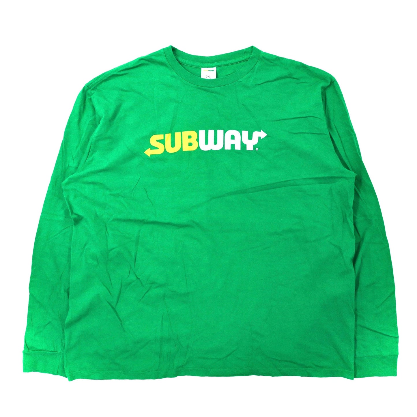 SUBWAY ビッグサイズ ロゴプリント ロングスリーブTシャツ 2XL グリーン コットン メキシコ製-VINTAGE-古着