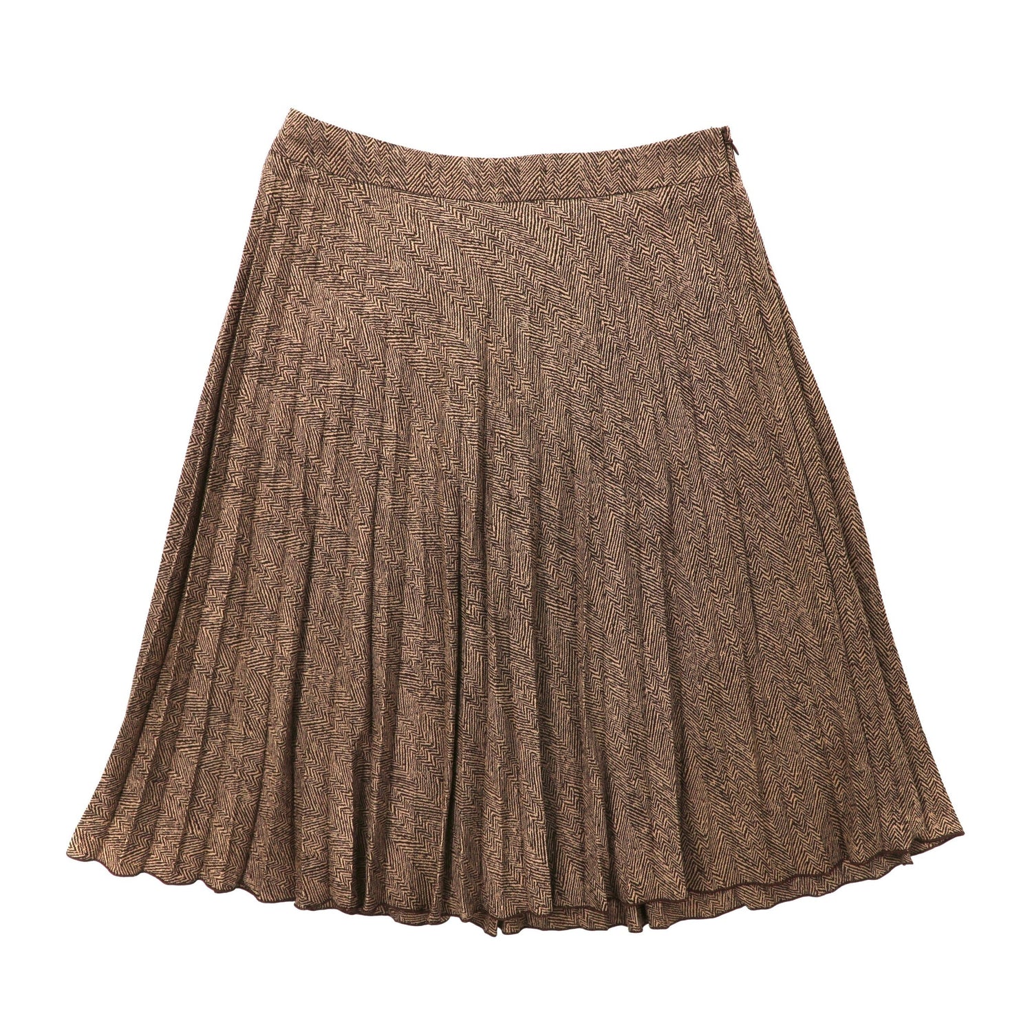 Salvatore Ferragamo Pleated Skirt 38 Brown Rayon Patterned Italian