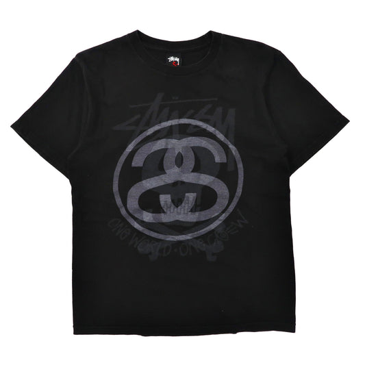 Stussy ロゴプリントTシャツ S ブラック コットン シャネルロゴ スカルプリント メキシコ製-STUSSY-古着