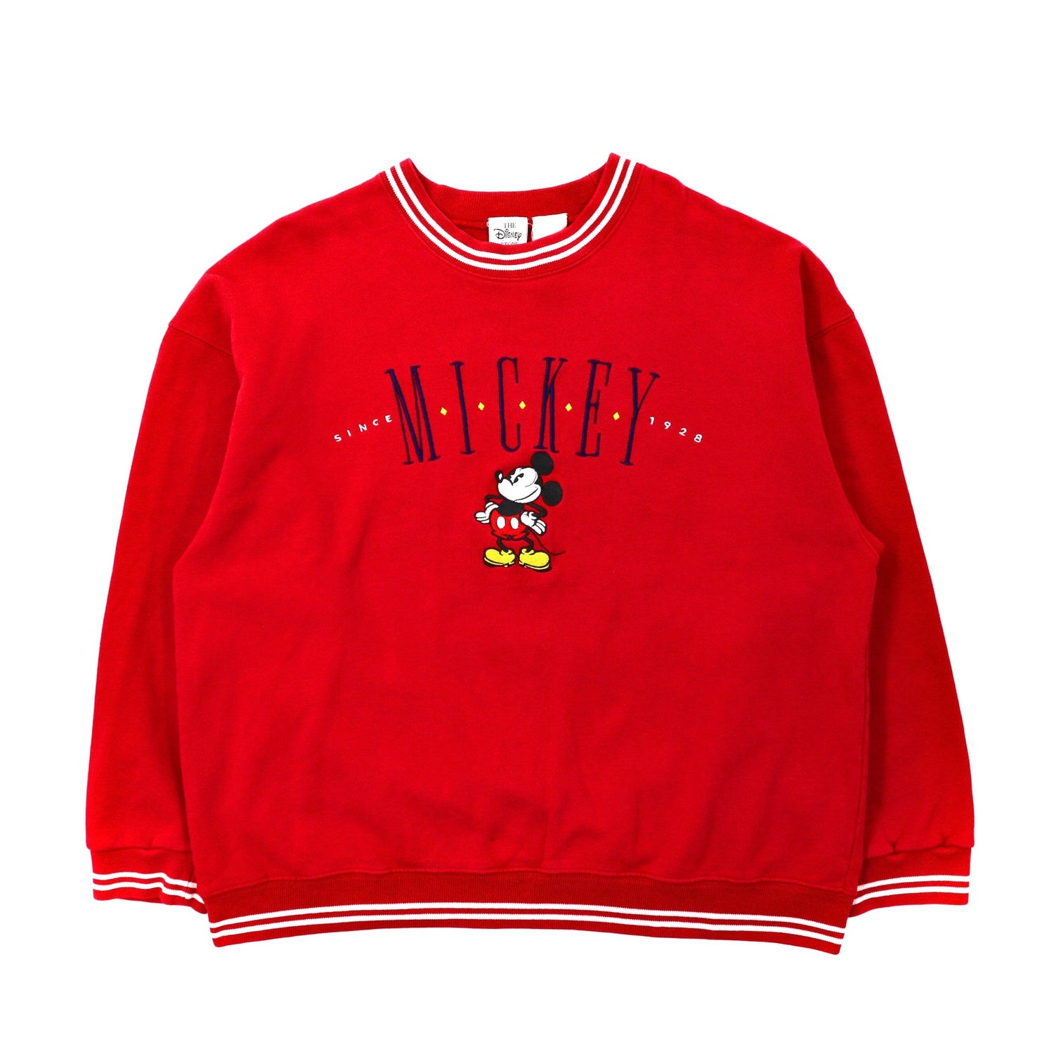 The Disney Store SWEATSHIRT L Red Mickey Mouse Embroidery 90s – 日本然リトテ