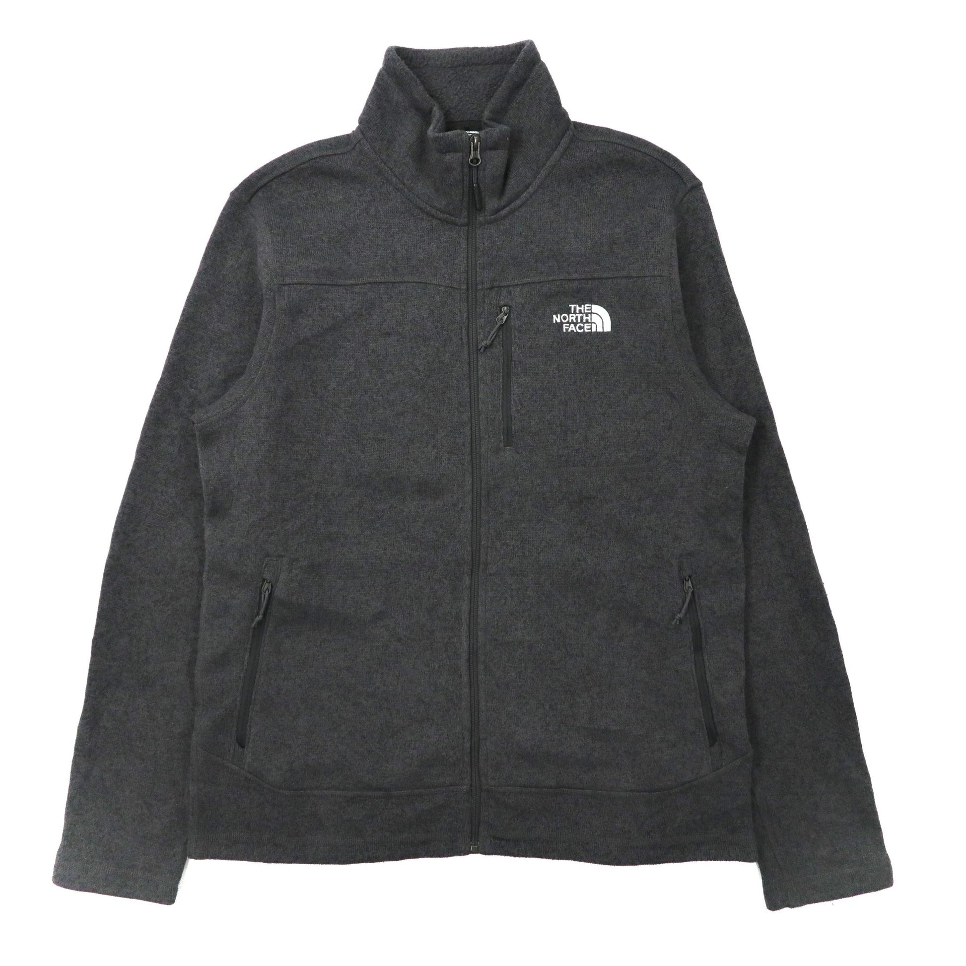 THE NORTH FACE full zip fleece jacket L gray polyester logo  